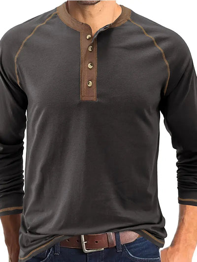 Alaric™ - LONG SLEEVE HENLEY SHIRT WITH CLASSIC FIT