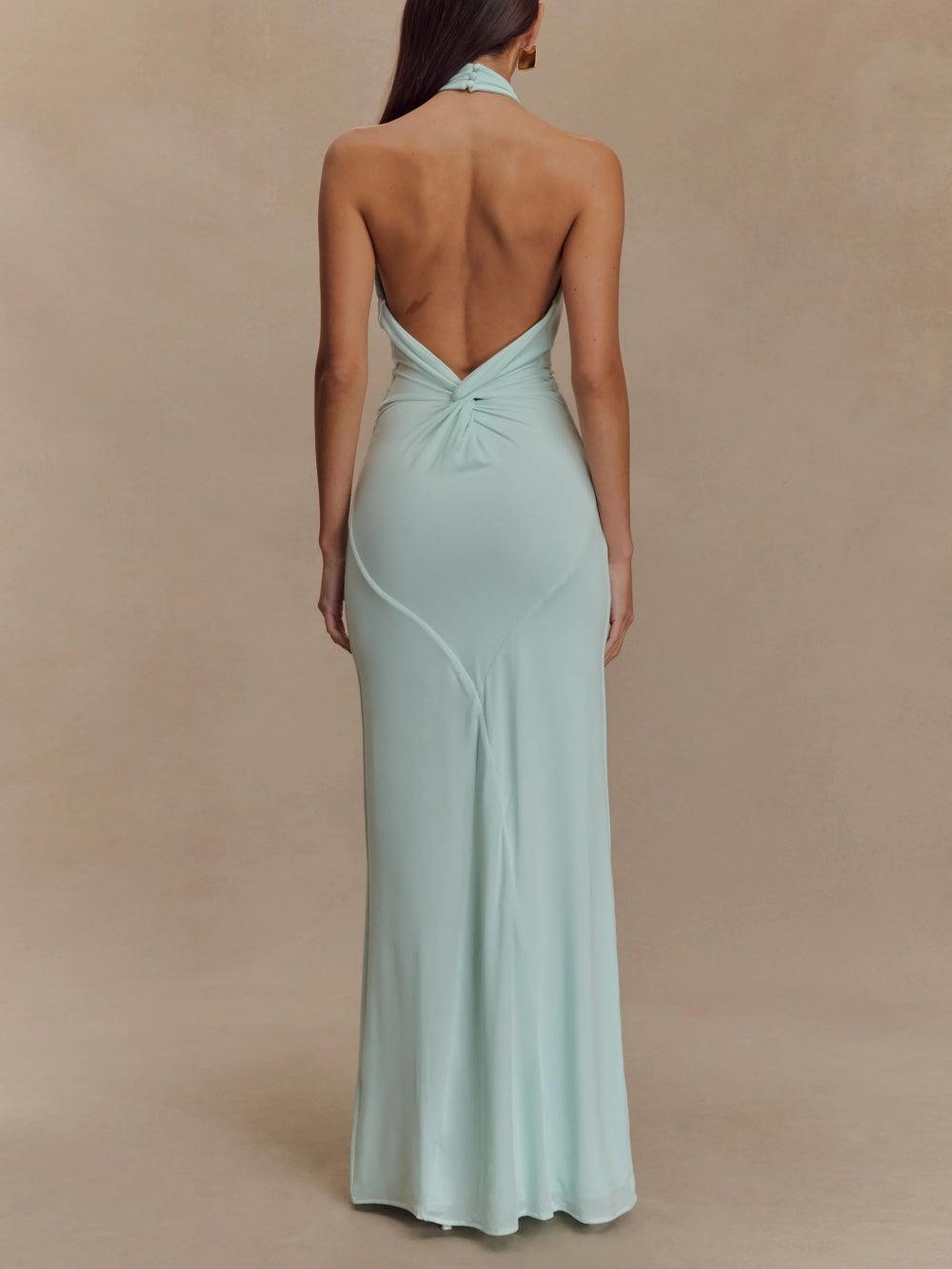 Aveline™- GRACEFUL HALTER MAXI DRESS