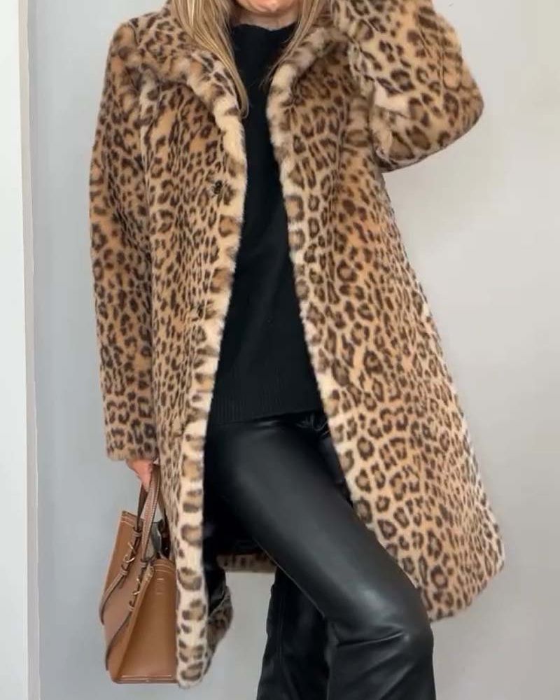 Xylia™ – ELEGANT LEOPARD PRINT LONG COAT