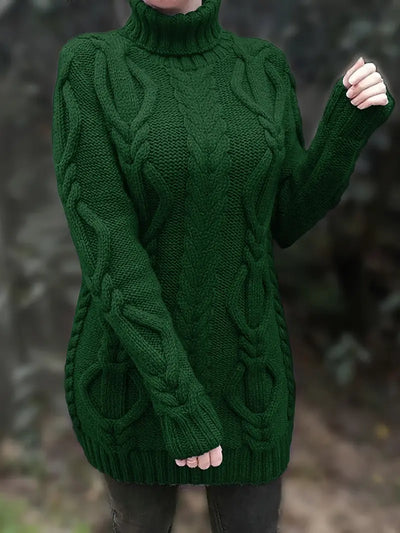 Ulalume™ – COZY CHUNKY CABLE TURTLENECK DRESS