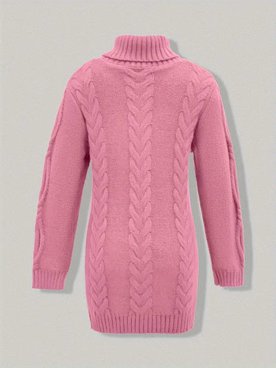 Ulalume™ – COZY CHUNKY CABLE TURTLENECK DRESS
