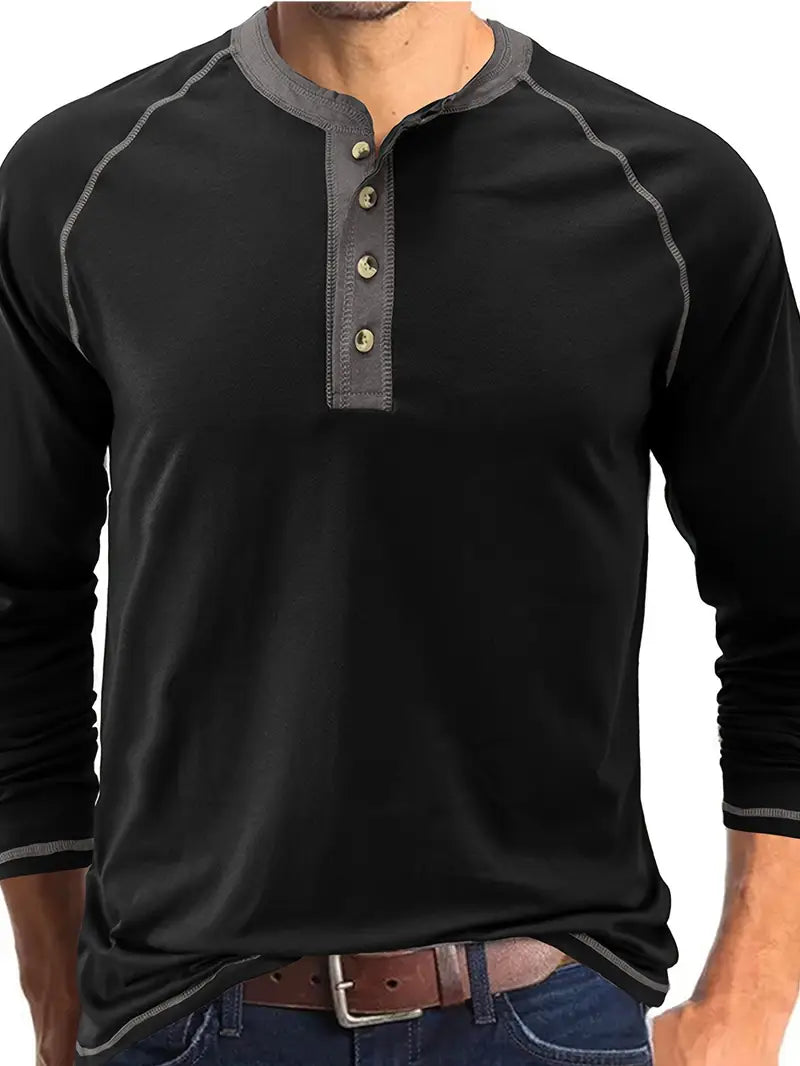 Alaric™ - LONG SLEEVE HENLEY SHIRT WITH CLASSIC FIT
