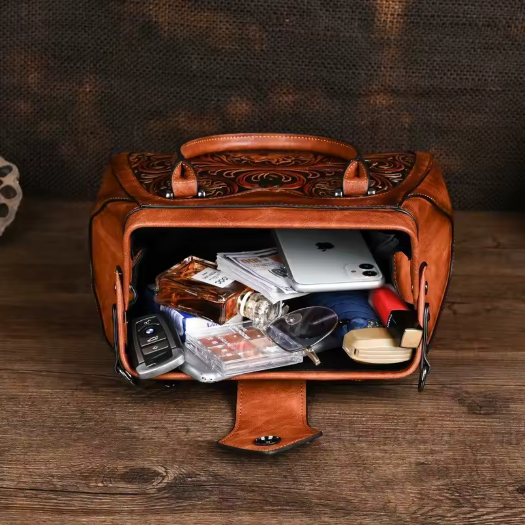 Liora™ - HAND BAG IN PREMIUM WITH FLORAL ENGRAVING