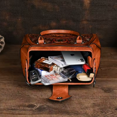 Liora™ - HAND BAG IN PREMIUM WITH FLORAL ENGRAVING