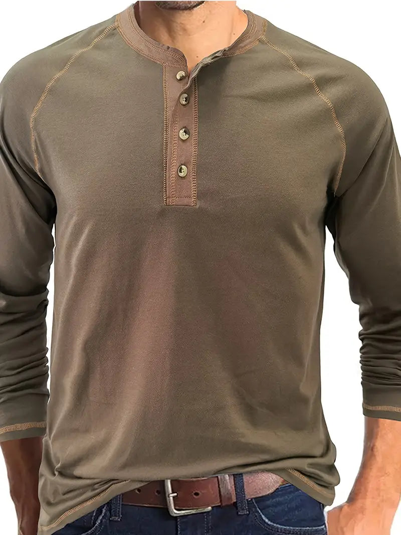 Alaric™ - LONG SLEEVE HENLEY SHIRT WITH CLASSIC FIT