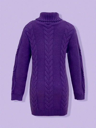 Ulalume™ – COZY CHUNKY CABLE TURTLENECK DRESS