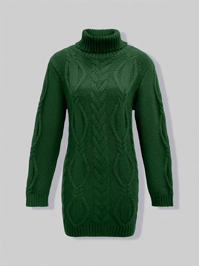 Ulalume™ – COZY CHUNKY CABLE TURTLENECK DRESS