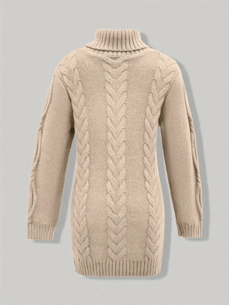 Ulalume™ – COZY CHUNKY CABLE TURTLENECK DRESS