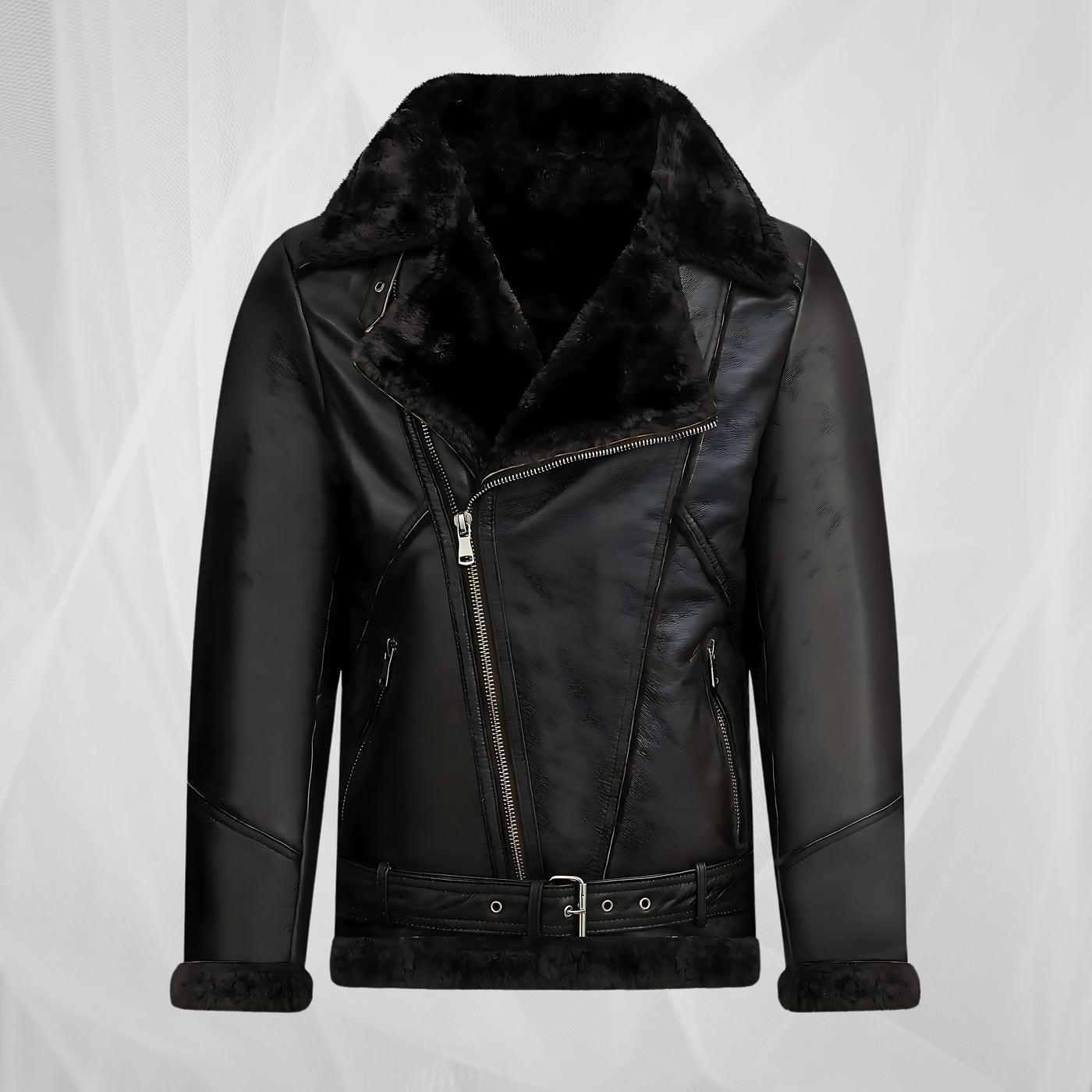 Luke™ – MEN’S STYLISH BLACK SHEARLING JACKET