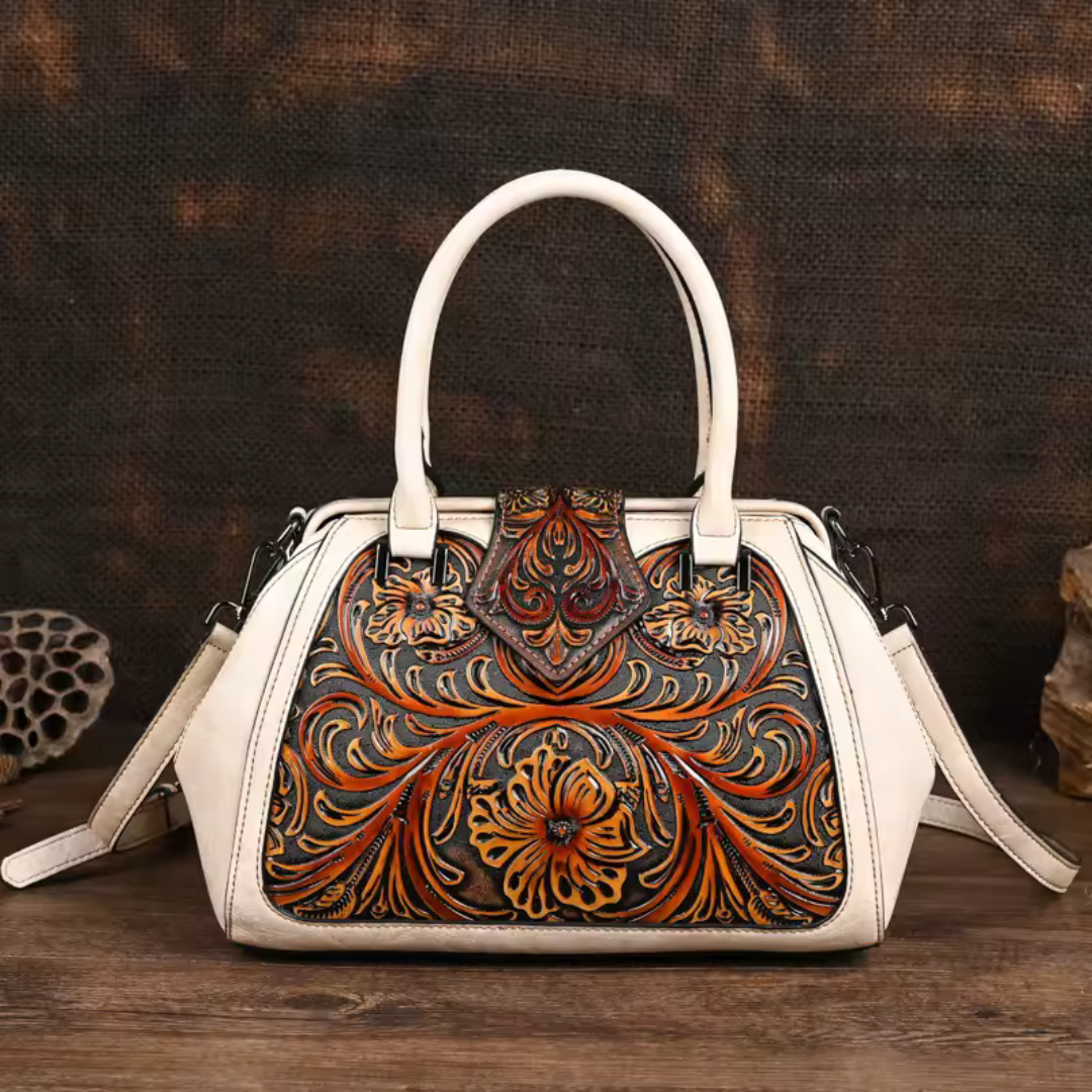 Liora™ - HAND BAG IN PREMIUM WITH FLORAL ENGRAVING