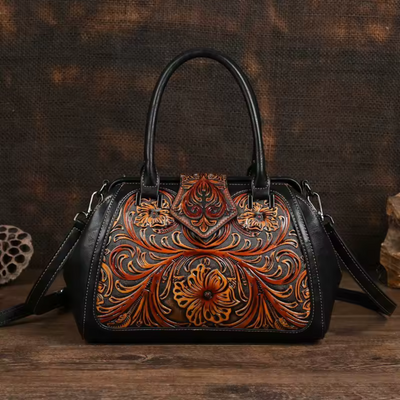 Liora™ - HAND BAG IN PREMIUM WITH FLORAL ENGRAVING