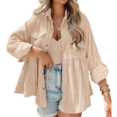 Keira™ - Vintage Long Sleeve Button Down Oversized Top