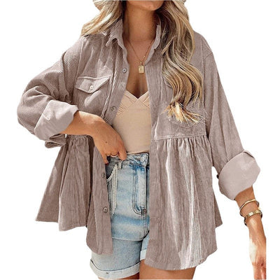 Keira™ - Vintage Long Sleeve Button Down Oversized Top