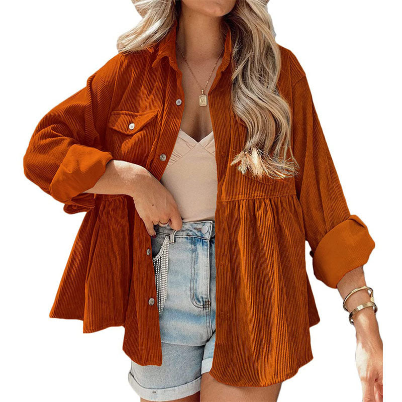 Keira™ - Vintage Long Sleeve Button Down Oversized Top