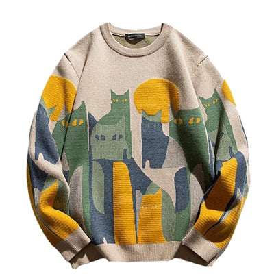 Eamon™- COZY CAT PRINT SWEATER