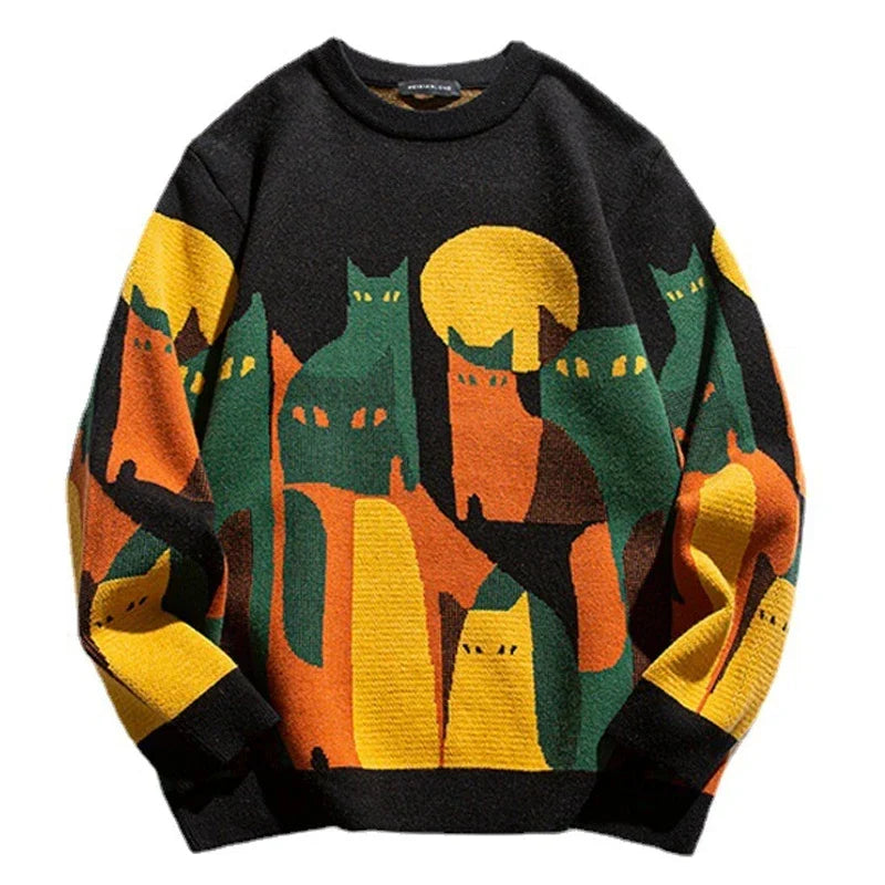 Eamon™- COZY CAT PRINT SWEATER