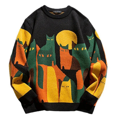 Eamon™- COZY CAT PRINT SWEATER