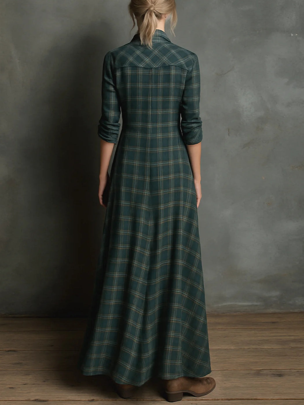 Sylviane™ – ELEGANT PLAID MAXI DRESS