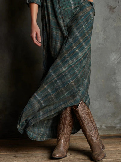 Sylviane™ – ELEGANT PLAID MAXI DRESS