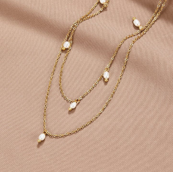 Paelina – ELEGANT LAYERED PEARL DROP NECKLACE