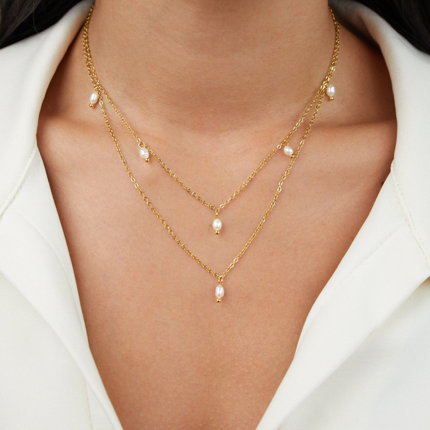 Paelina – ELEGANT LAYERED PEARL DROP NECKLACE